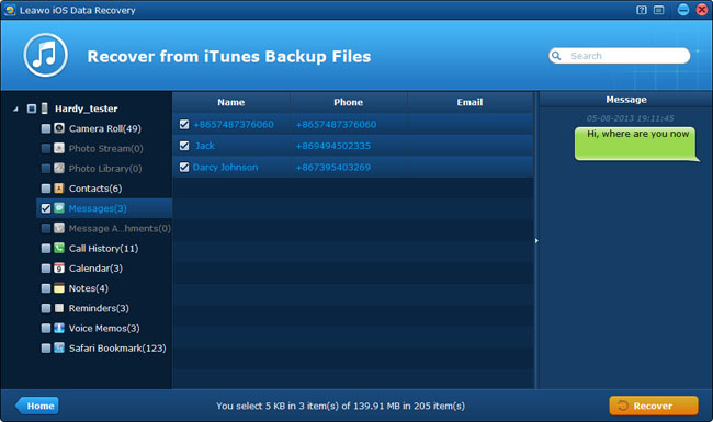 Preview and recover